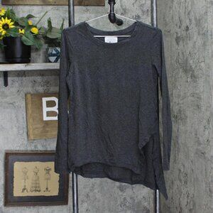 Southcott Womens Knit Long Sleeve Asymmetrical Blouse Shirt Top Charcoal Gray 1